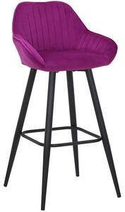 Vulune Bar Stool Matt Velvet Seat - Purple