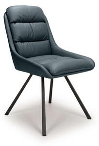 2x Haermen Swivel Leather Effect Midnight Blue Dining Chair