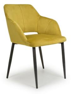 2x Yero Brushed Velvet Lime Gold Dining Chair