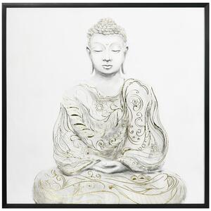 HOMCOM Canvas Wall Art Gold Textured Buddha Sit in Meditation, Wall Pictures for Living Room Bedroom Decor, 83 x 83 cm