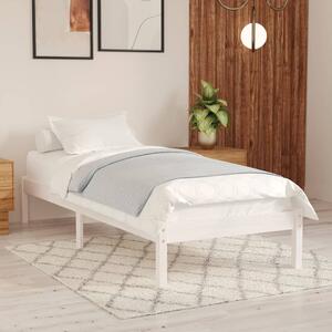 Bed Frame White Solid Wood 90x190 cm Single