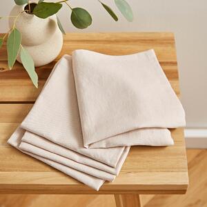 Pack of 5 Washed Cotton Linen Face Cloths Natural