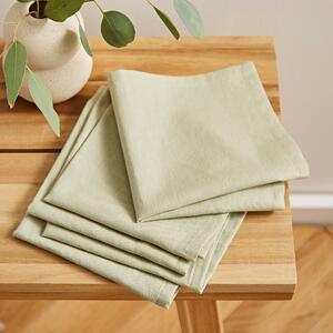 Pack of 5 Washed Cotton Linen Face Cloths Sage