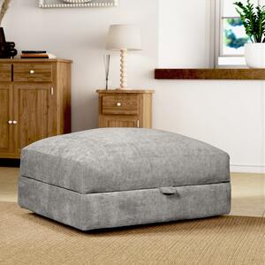 Hattie Tonal Plush Chenille Storage Footstool Tonal Plush Chenille Grey