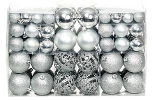 100 Piece Christmas Ball Set 3/4/6 cm Silver