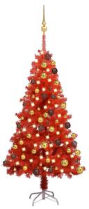 Artificial Pre-lit Christmas Tree with Ball Set Red 120 cm PVC