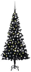 Artificial Pre-lit Christmas Tree with Ball Set Black 120 cm PVC