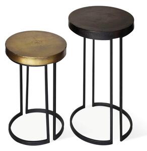 Rousseau 2 Piece Side Table Set Kingston Metal Black and Gold