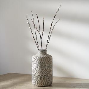 Atouk Textured Stoneware Vase, Black Black/Cream