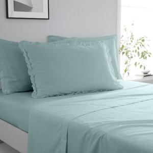 Pure Cotton Frilled Pillowcase Blue