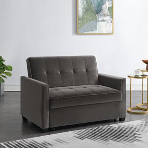 Summer Velvet Compact Double Sofa Bed Grey