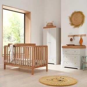 Tutti Bambini 3 Piece Oak Malmo Cot Bed and Rio Furniture Set Beige