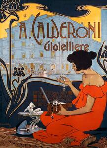 Fine Art Print Advertising poster for Calderoni Jewelers in Milan, 1898, by Adolf Hohenstein , Italy, 19th century, Hohenstein, Adolfo