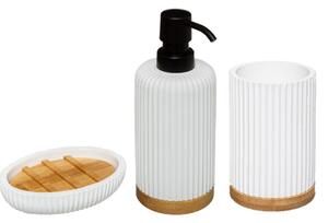 Modern Bamboo 3 Piece Bathroom Accessories Set White