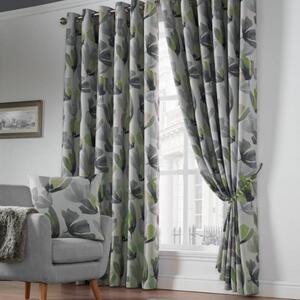 Amsterdam Blockout Ready Made Eyelet Curtains Lime