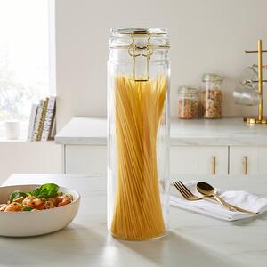 Glass Jar with Gold Clip Lid 2L White