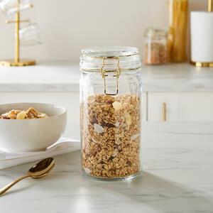 Glass Jar with Gold Clip Lid 1.5L White