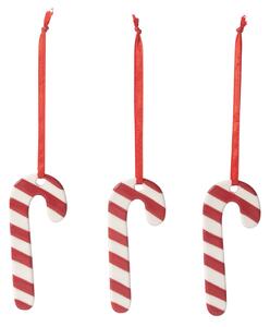 Pluto Design Candy cane Christmas tree bauble 3-pack White-red