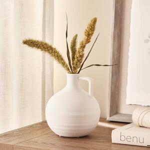 Round Ceramic Vase with Handle 14cm White