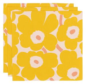 Marimekko Pieni Unikko fabric napkin 43x43 cm 3-pack Cotton-yellow-pink