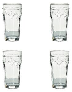 Set of 4 Vintage Pressed Highball Glasses Clear