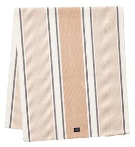 Lexington Striped Organic Cotton table runner 50x250 cm White-beige