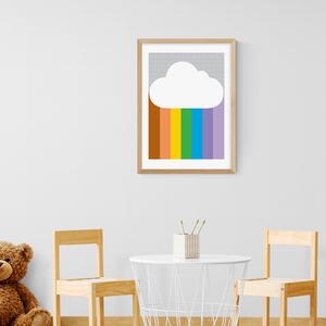 East End Prints Rainbow Cloud Print White/Blue/Yellow