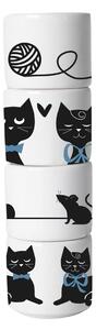 Pluto Design Cat family egg cup 4 pieces White-black-blue