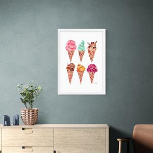 East End Prints Rainbow Ice Cream Cones Print Pink/Green/Brown