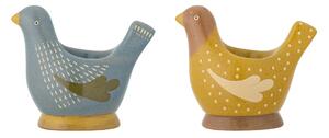 Bloomingville Birdy egg cup 2-pack Blue-yellow