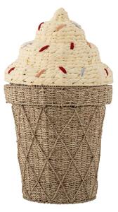 Bloomingville Cillie storage basket with lid Ø40 cm Nature ice cream