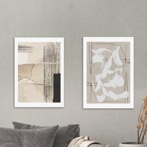 Set of 2 Paper Abstract Prints Natural