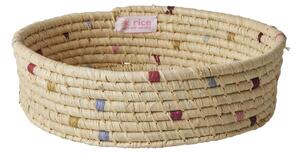 RICE Rice raffia round storage basket small Natural