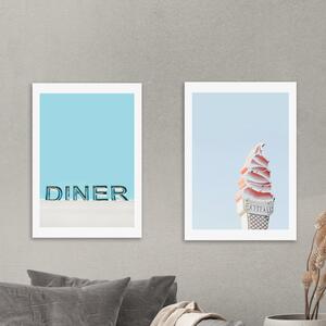 Set of 2 Diner Prints Blue
