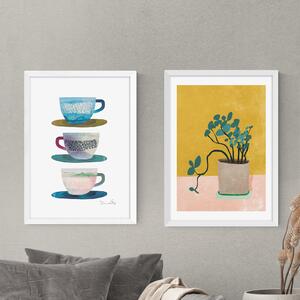 Set of 2 East End Prints Cups & Plant Prints MultiColoured