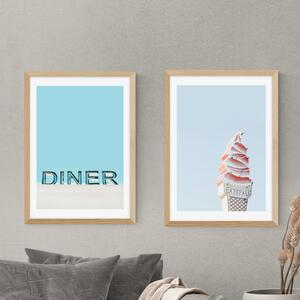 Set of 2 Diner Prints Blue