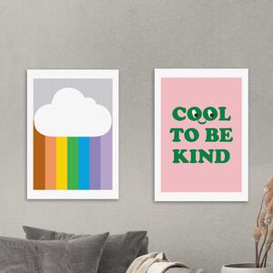 Set of 2 Rainbow & Kind Prints MultiColoured