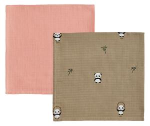 OYOY Panda children's blanket 2-pack Khaki-rose