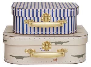 OYOY Mini crocodile & stripes suitcase set Beige