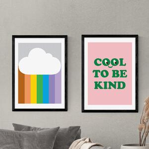 Set of 2 Rainbow & Kind Prints MultiColoured