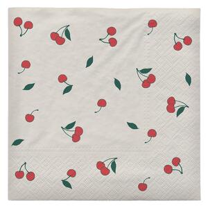 Broste Copenhagen Cherry napkins 33x33 cm 20-pack Off white-red