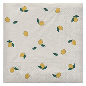 Broste Copenhagen Lemon napkin 33x33 cm 20-pack Off-white yellow