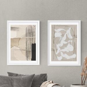 Set of 2 Paper Abstract Prints Natural