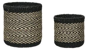 Hübsch Criss Cross baskets 2-pack Nature-black