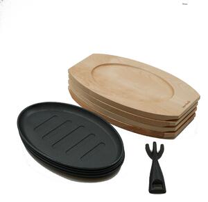 Nordwik Cast iron plate with coaster 4-pack & Fork Wood-cast iron