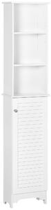 HOMCOM Freestanding Tallboy Bathroom Storage Cabinet w/ 6 Shelves Cupboard Tower Organisation Home Bathroom Furniture White Aosom UK