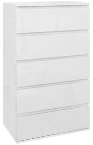 HOMCOM High-Gloss Chest: 5-Drawer Modern Storage Cabinet in Sleek White for Bedrooms Aosom UK