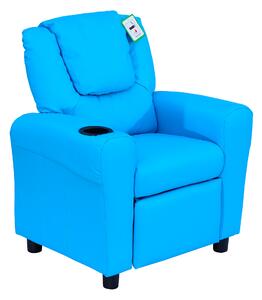HOMCOM Childrens Recliner Armchair W/ Cup Holder-Blue