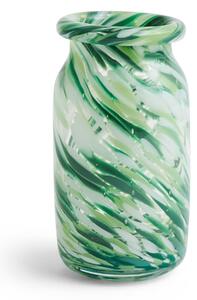 HAY Splash Roll Neck vase S 20.5 cm Green swirl