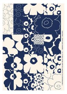 Marimekko Unikko kollaasi poster 50x70 cm Off-white-dark blue